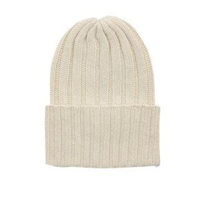 The Elder Statesman Cream Knit Beanie
